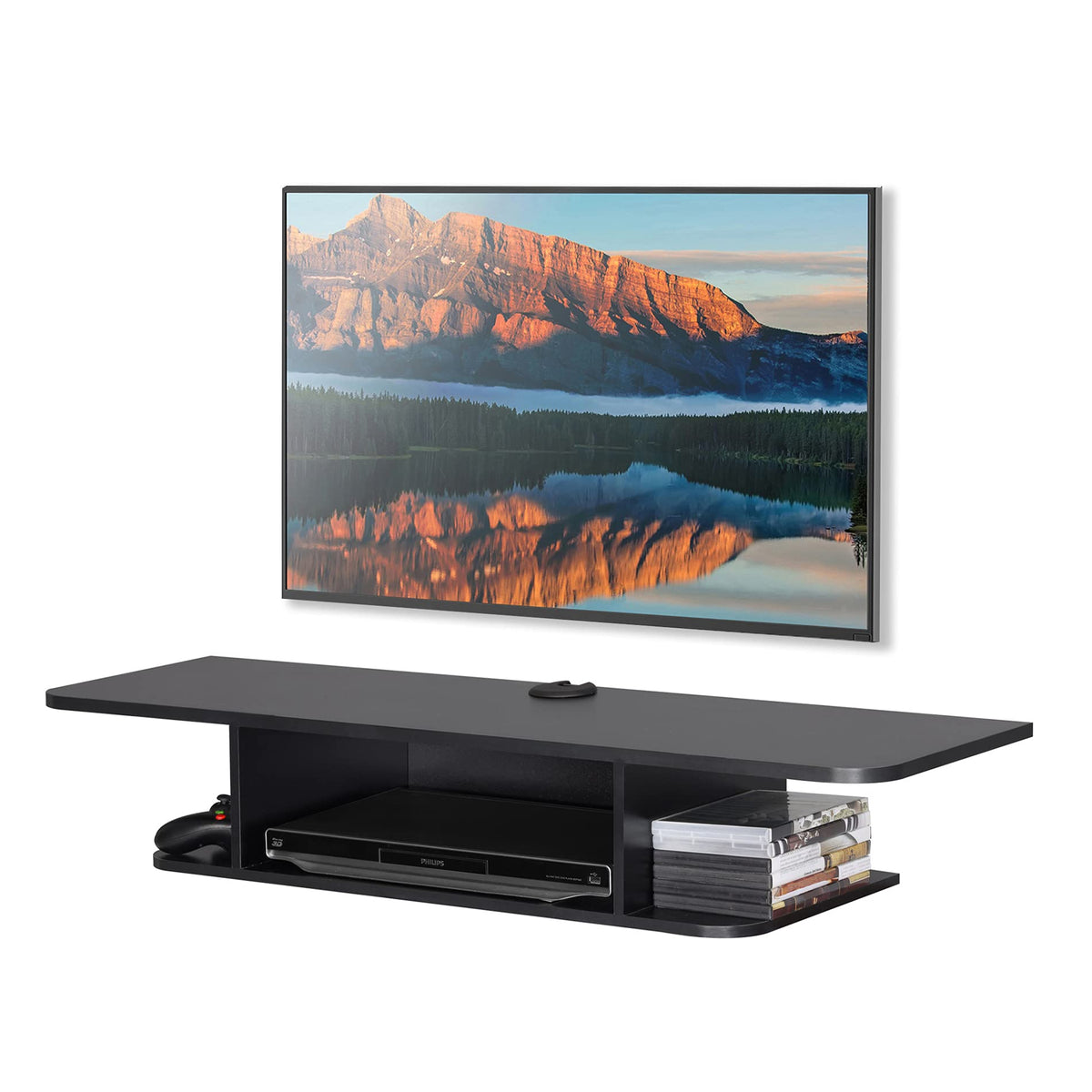 Black Floating TV Stand up to 55 Inch W1303