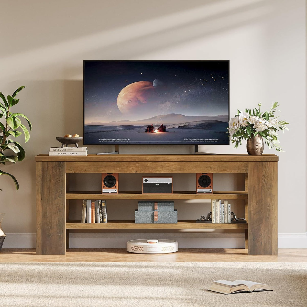 47" TV Stand with 3-Tier Open Storage Shelves L682