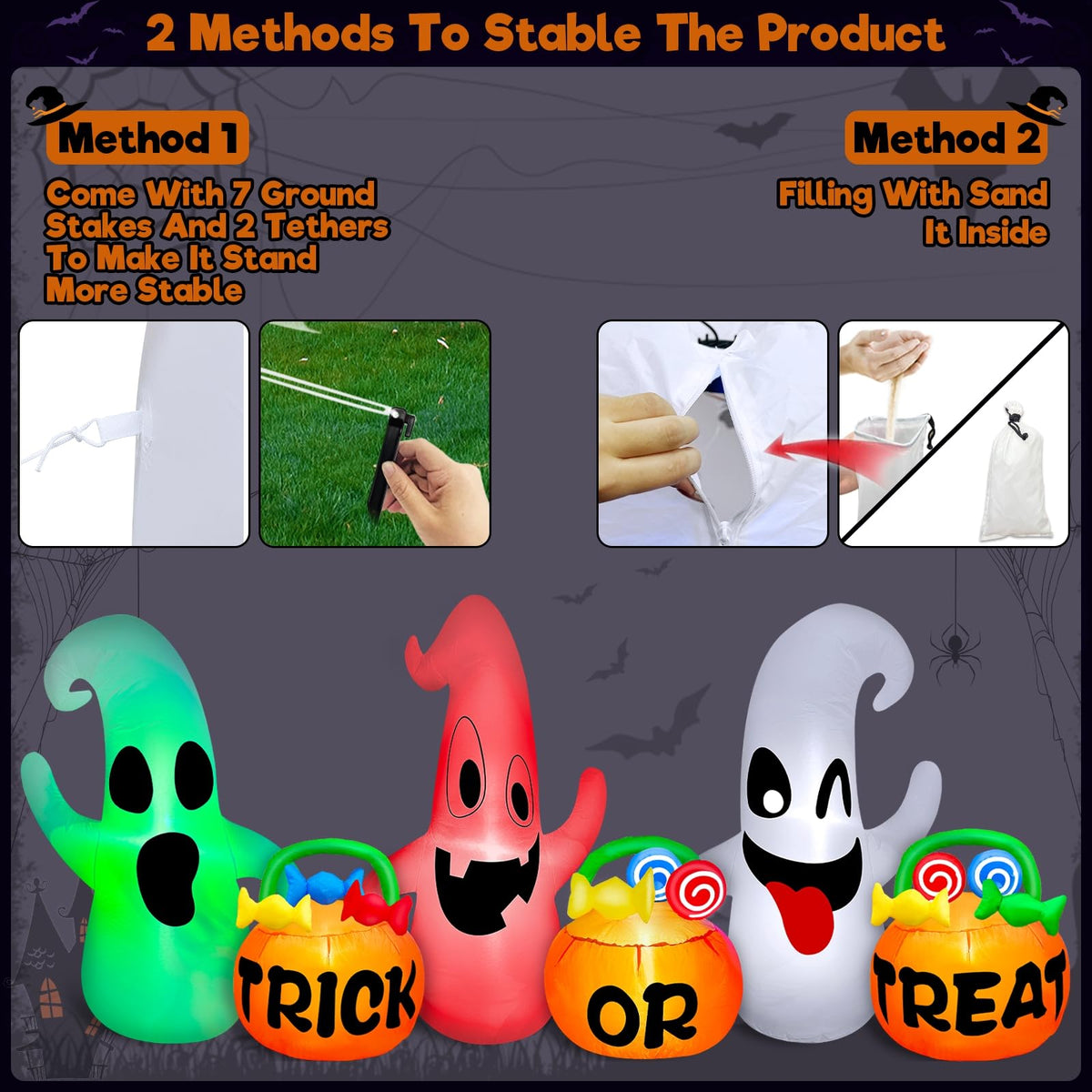8 Ft Halloween Inflatable Ghosts Decoration E7702