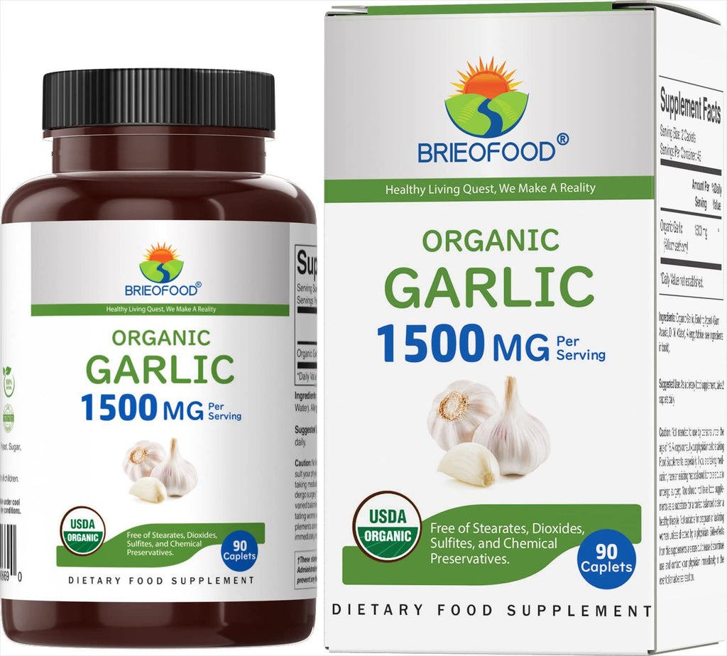 Organic Garlic 1500mg 90 Vegetarian Tablets J44024