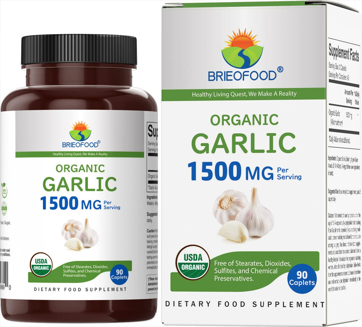 Organic Garlic 1500mg 90 Vegetarian Tablets J44024