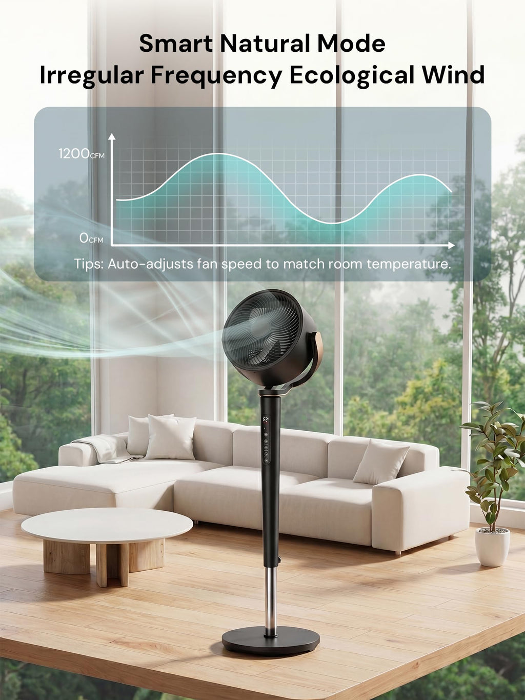 Black Adjustable Pedestal Fan with Oscillation I34314