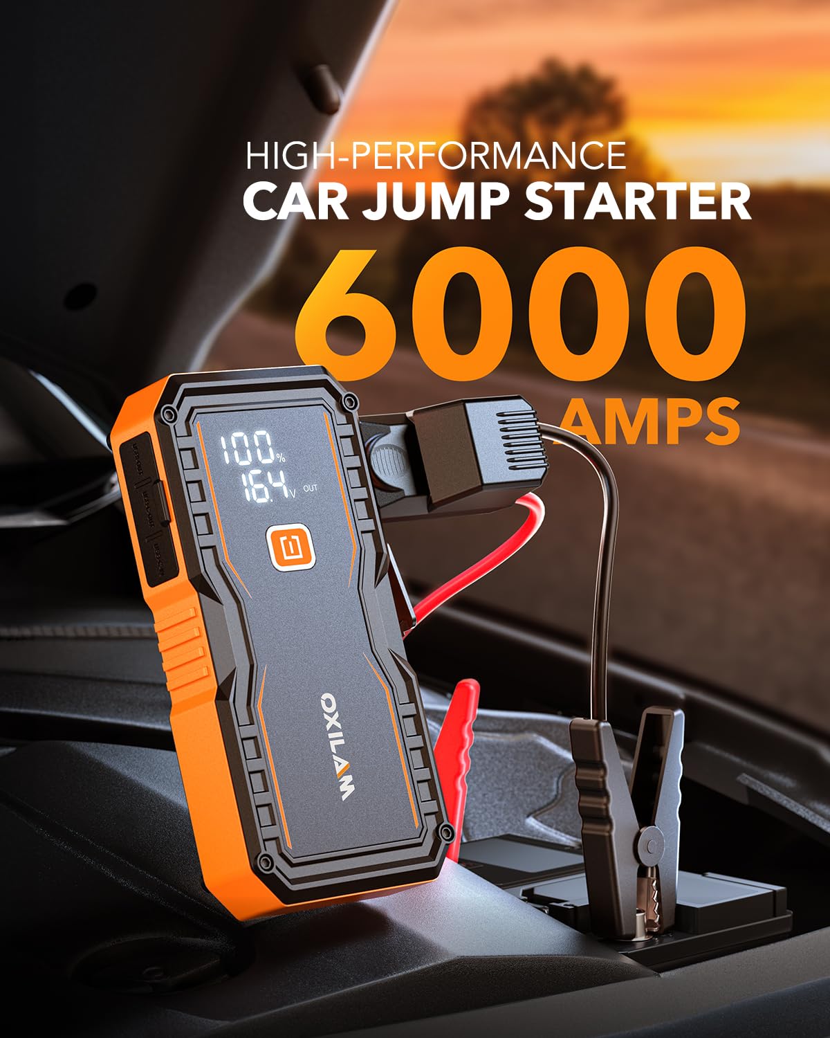 6000A Portable 12V Lithium Jump Starter with Jumper Cables Y38336