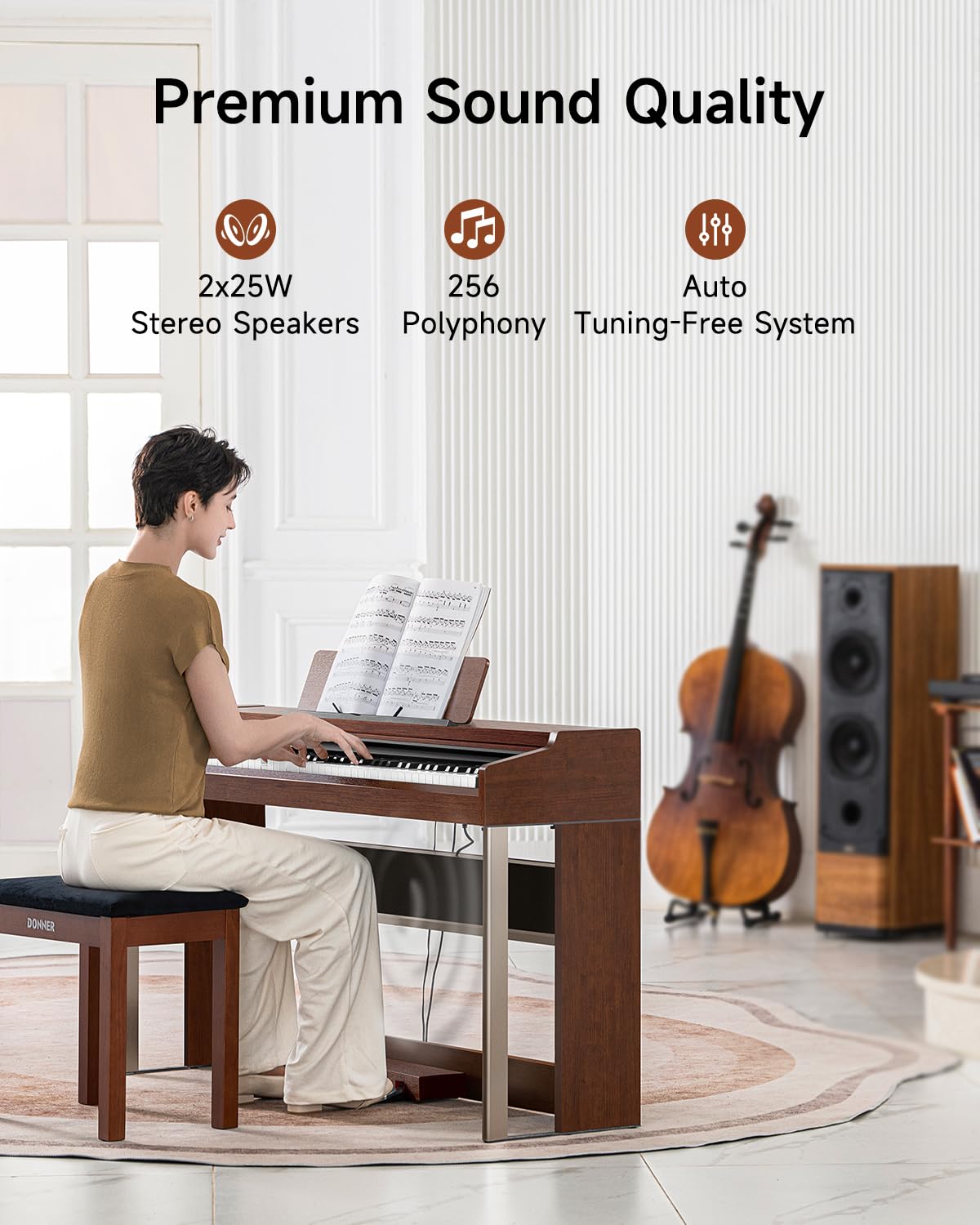 88 Key Graded Weighted Digital Piano with Storage Piano Bench A58064