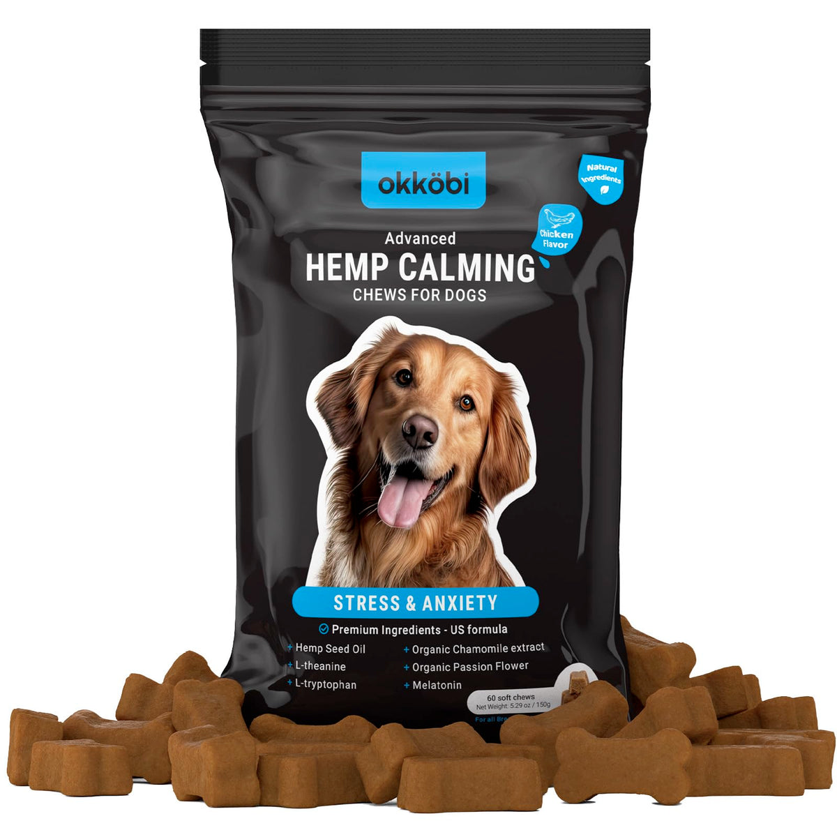 Chicken Flavor 60 Count Calming Chews for Dogs F53805