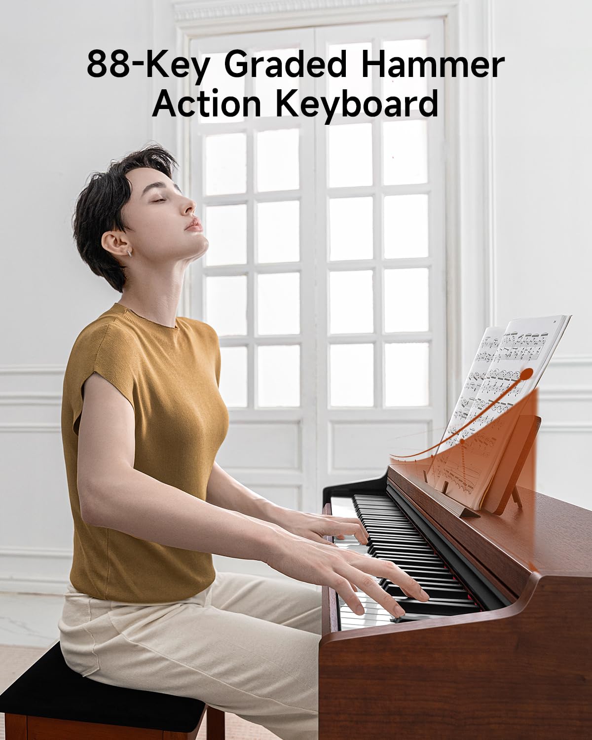 88 Key Graded Weighted Digital Piano with Storage Piano Bench A58064