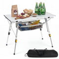 Camping Table Portable Foldable with Adjustable Legs & Storage Layer O557