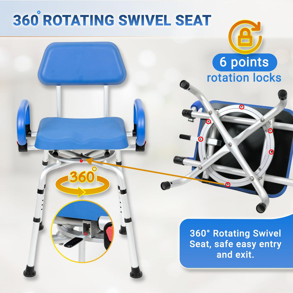 Swivel Shower Chair with Padded Seat, Back & Arms T330233