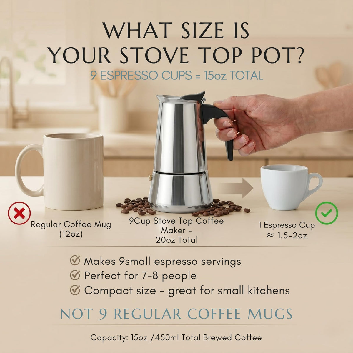 9 Cup Stainless Steel Moka Pot L895821