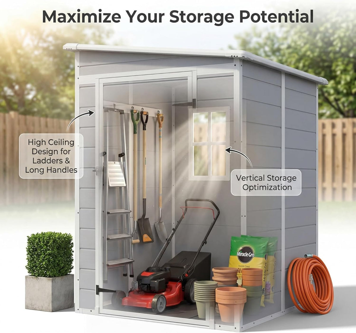 5 x 4 FT Plastic Outdoor Storage Shed with Floor X882610