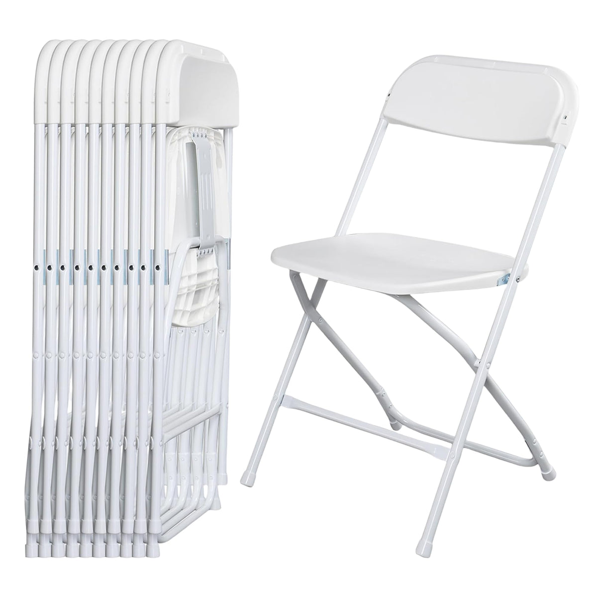 White 10 Pack Folding Chairs with Steel Frame L6762