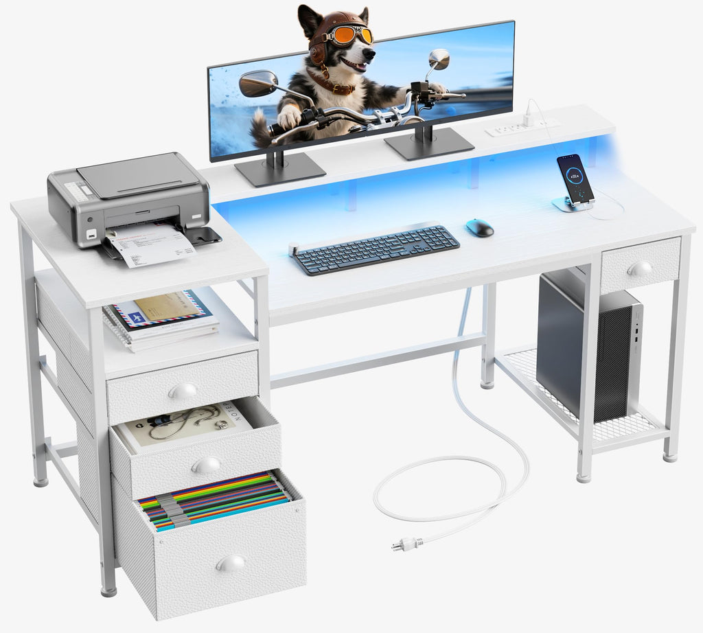 White Computer Desk with 4 Drawers P271722