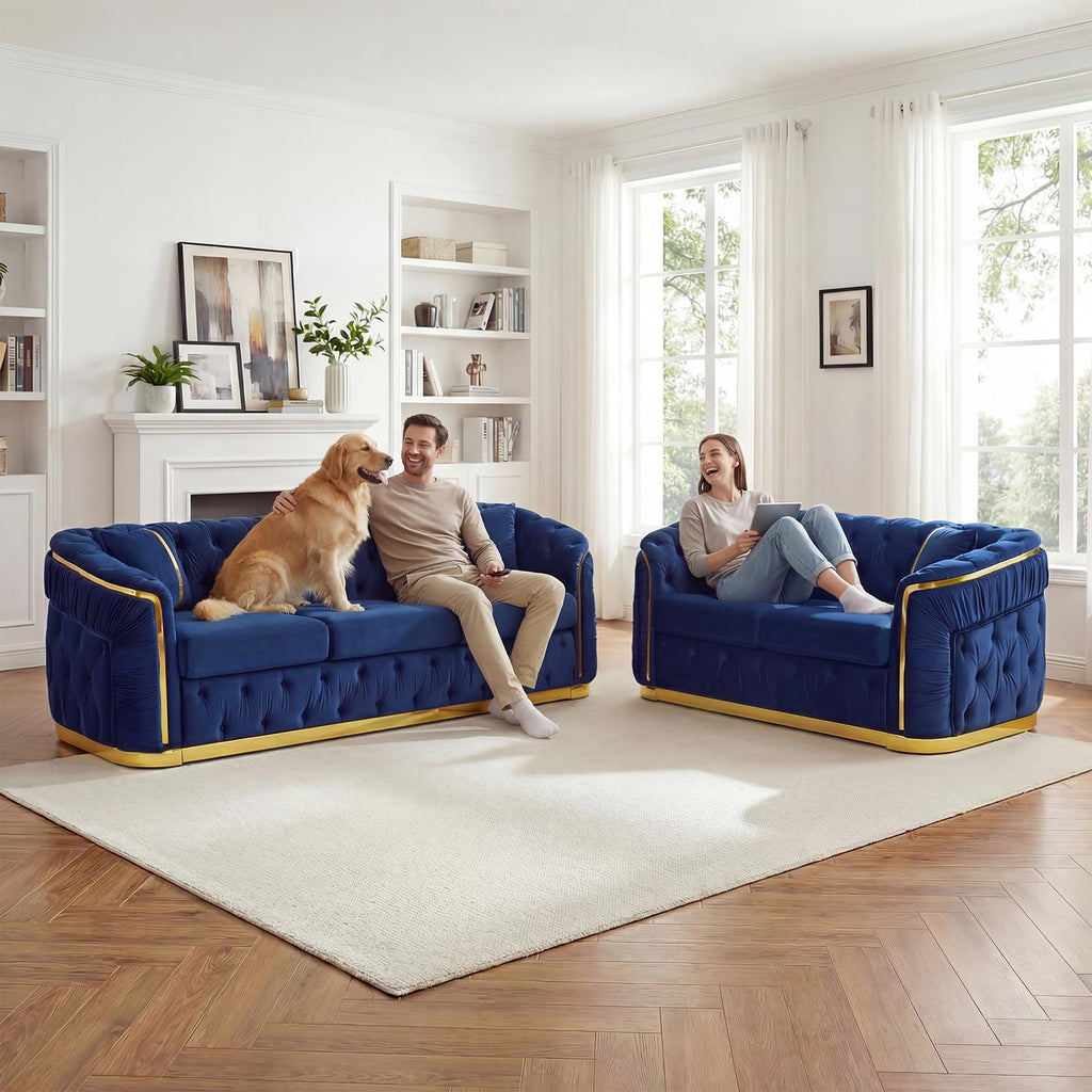 Velvet Button Tufted Chesterfield Sofa Set M61006