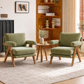 Olive Green Mid-Century Wood Accent Chair Set of 2 Q6134