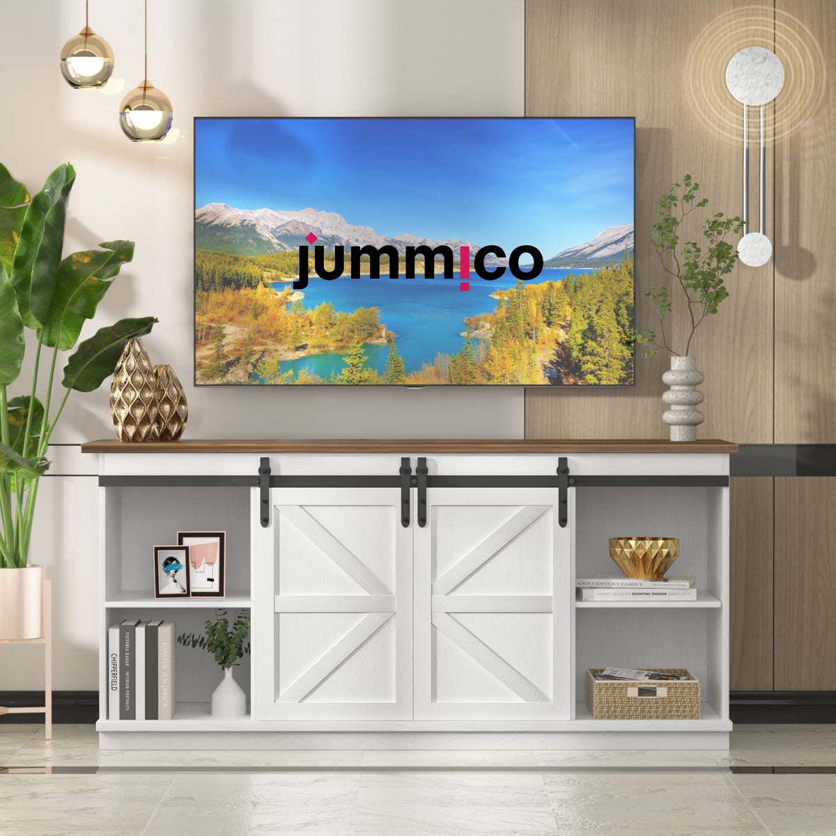 Bright White TV Stand for 65 Inch TV E8713