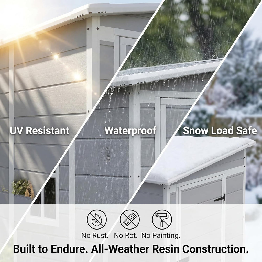 5 x 4 FT Plastic Outdoor Storage Shed with Floor X882610