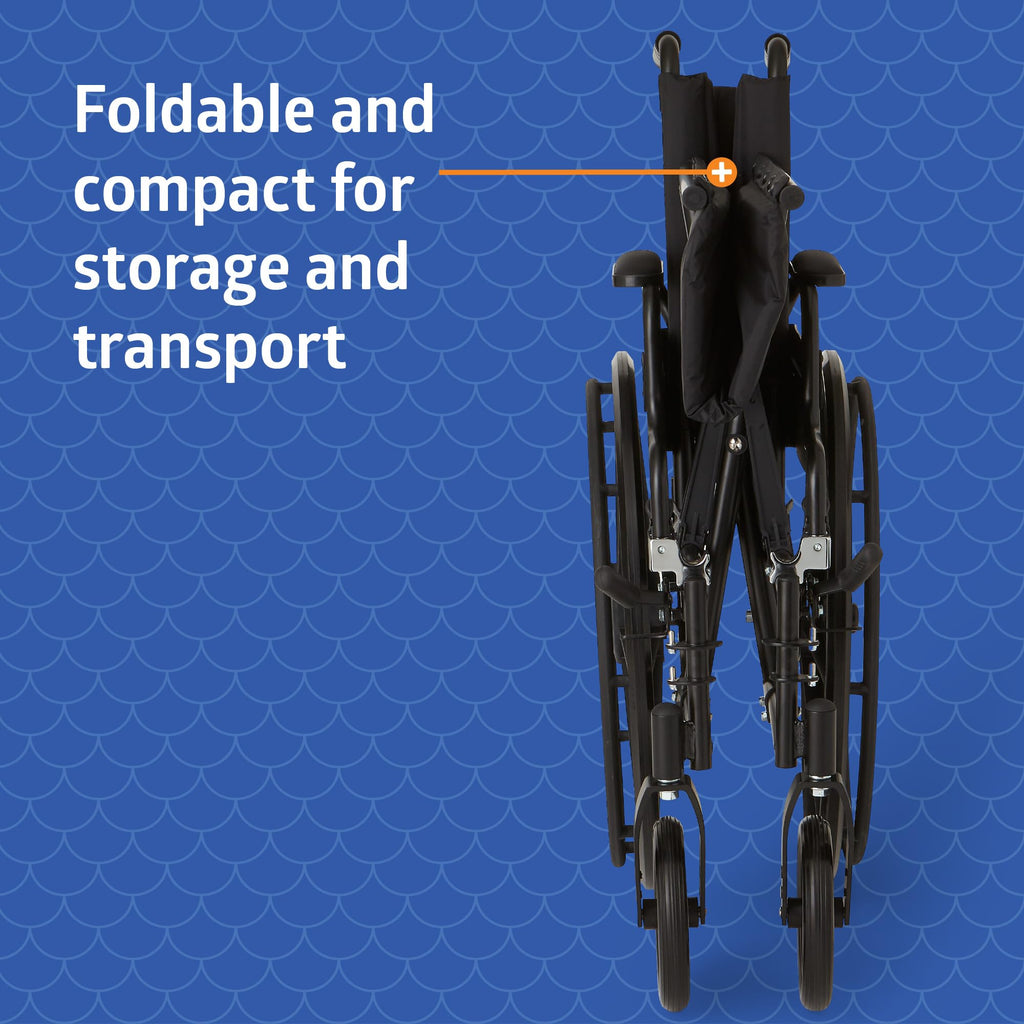 Lightweight Wheelchair with 18" Wide Seat and 300 lb. Weight Capacity Q871