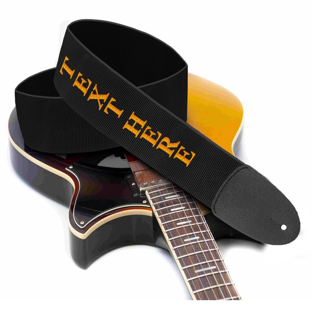 Black 3" Embroidered Guitar Strap U6512