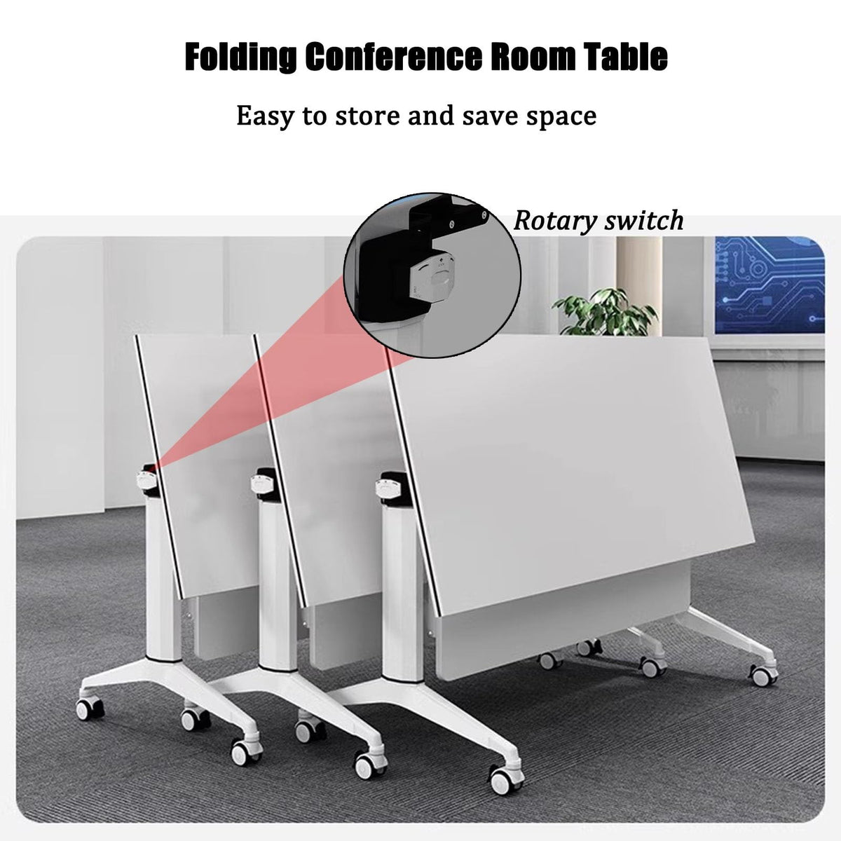 Wooden Folding Table with 360° Wheels W6723