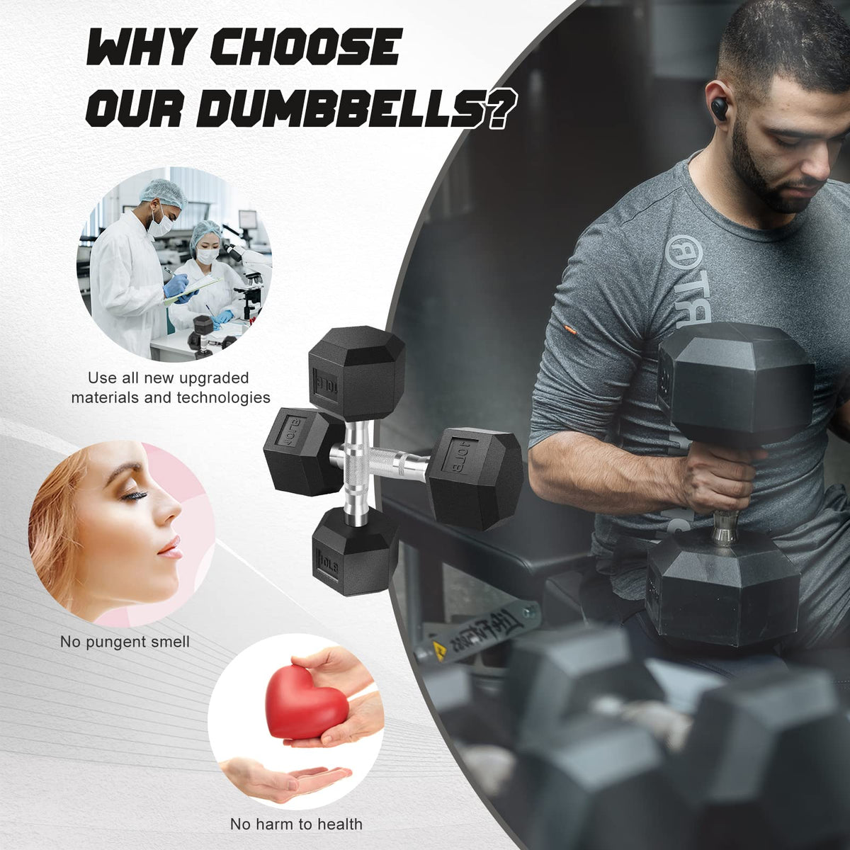 Set of 2 Rubber Dumbbell Weight H76827