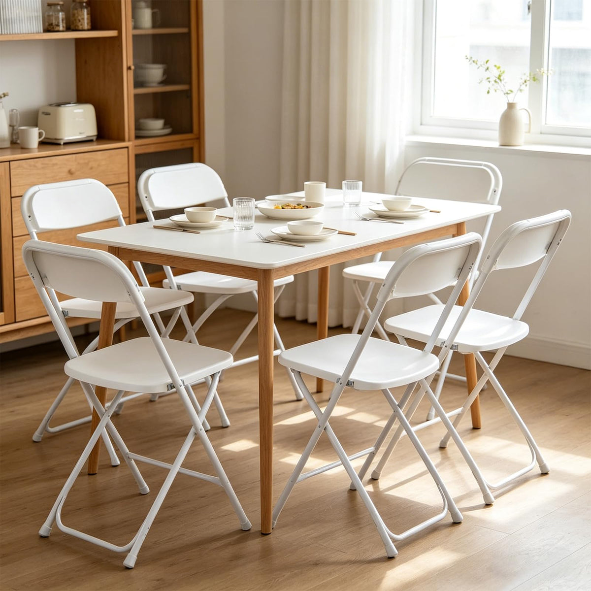 White 10 Pack Folding Chairs with Steel Frame L6762