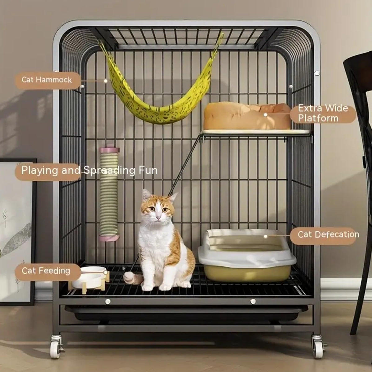 Pink 4 Tier Metal Cat Cage H37317