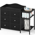 Black 6 Drawer Baby Dresser with Changing Table Top F845273