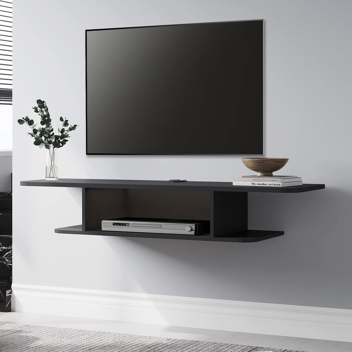 Black Floating TV Stand up to 55 Inch W1303