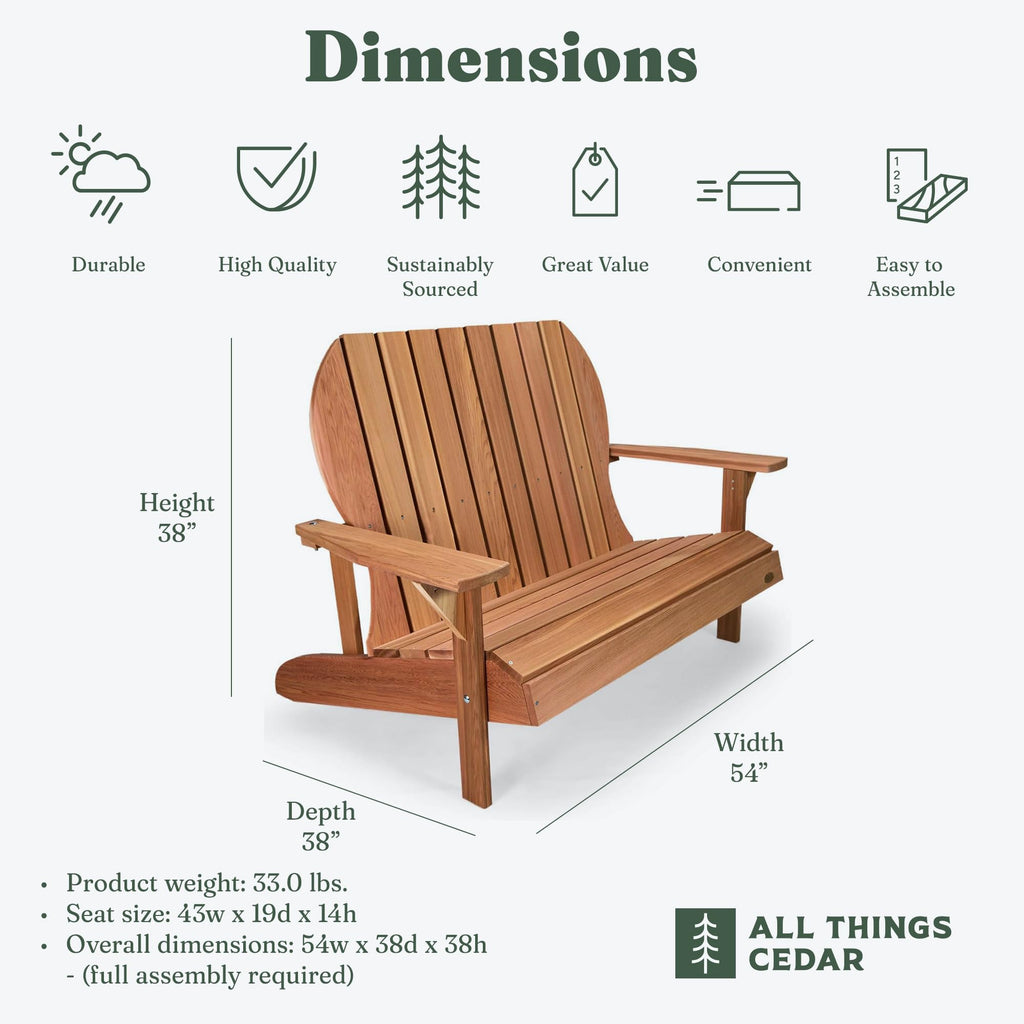 Adirondack Loveseat with Curved Armrests N28425