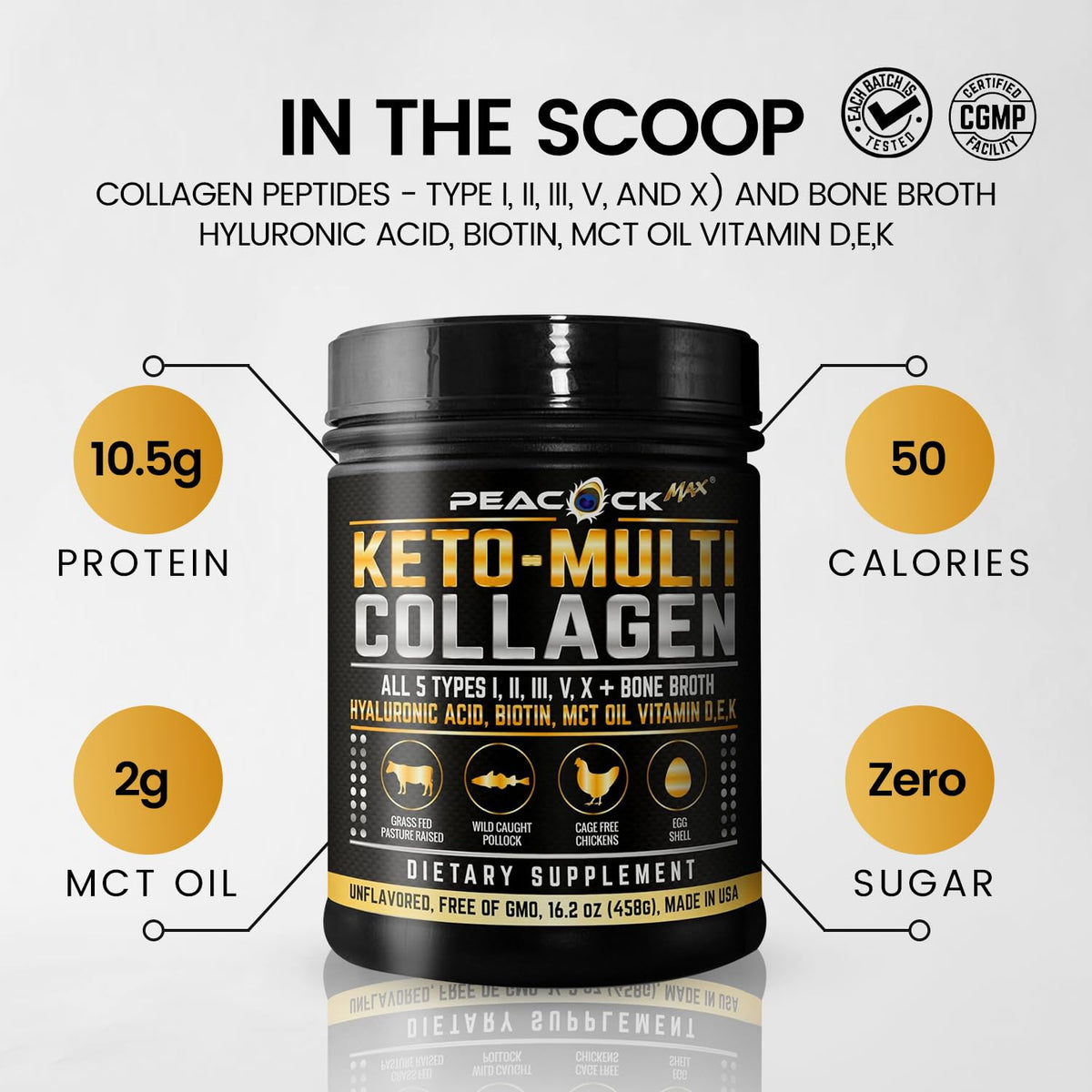 Multi Collagen Protein Powder 16.2 oz Pack of 6 Unflavored D939298