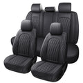 Black Faux Leather Car Seat Cover Full Set R90204