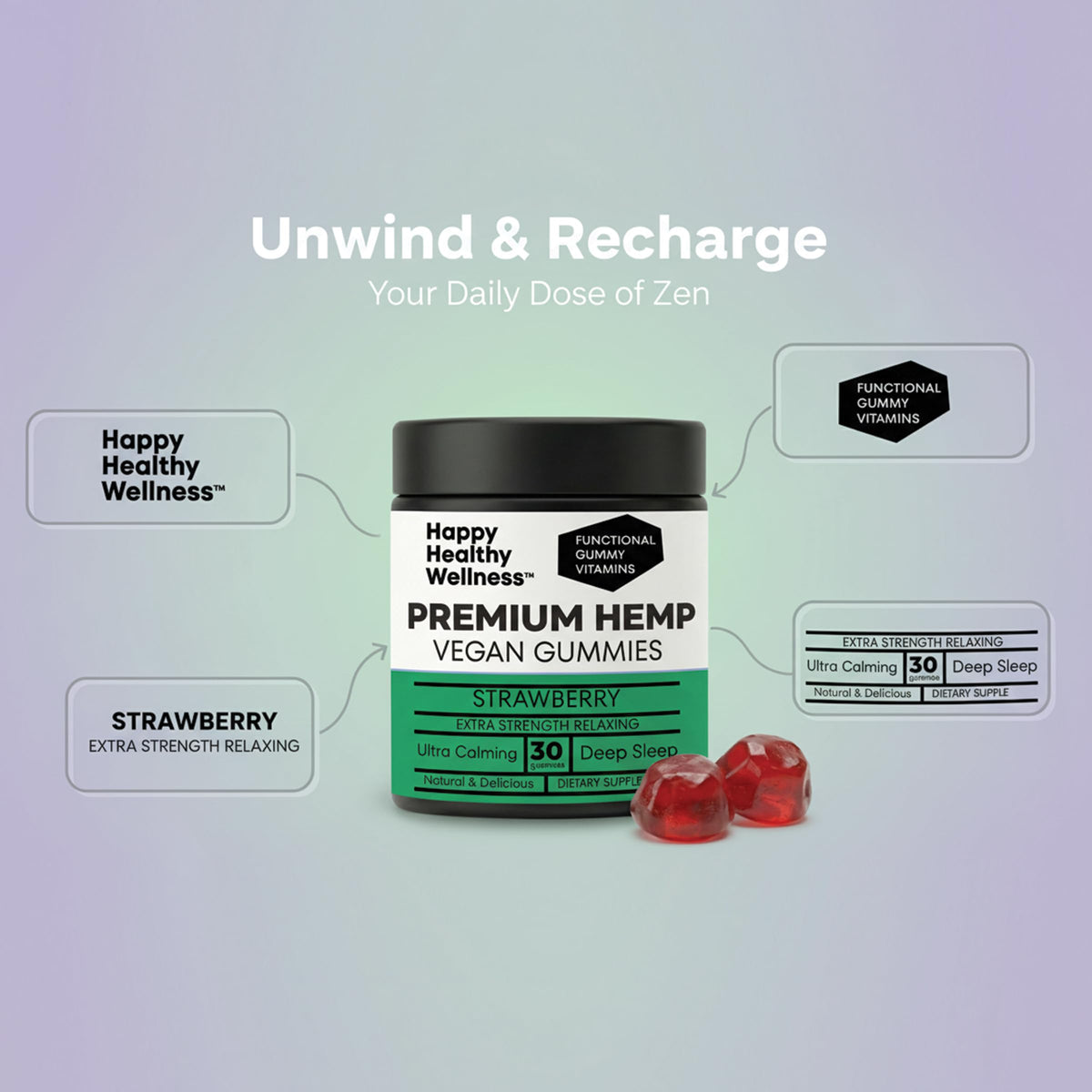 Strawberry Hemp Gummies 60 Count F253563