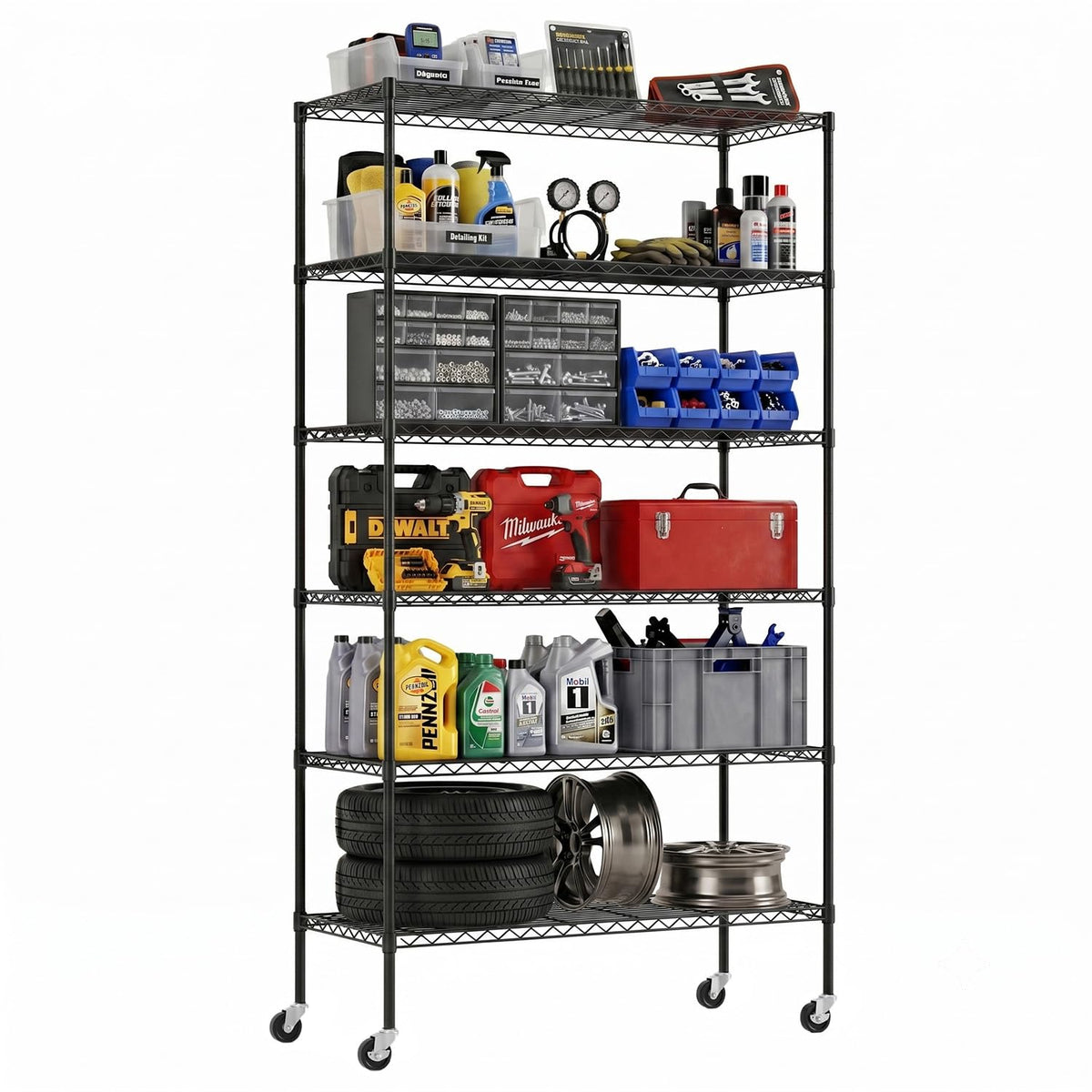 Black Adjustable Metal Wire Shelving Unit G600458