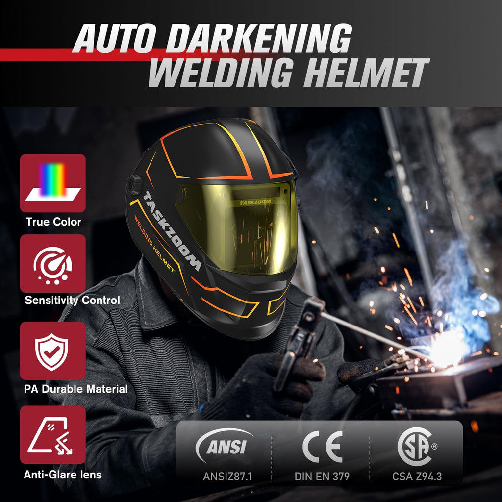 Auto Darkening Welding Helmet True Color Large View 4 Arc Sensors G3963