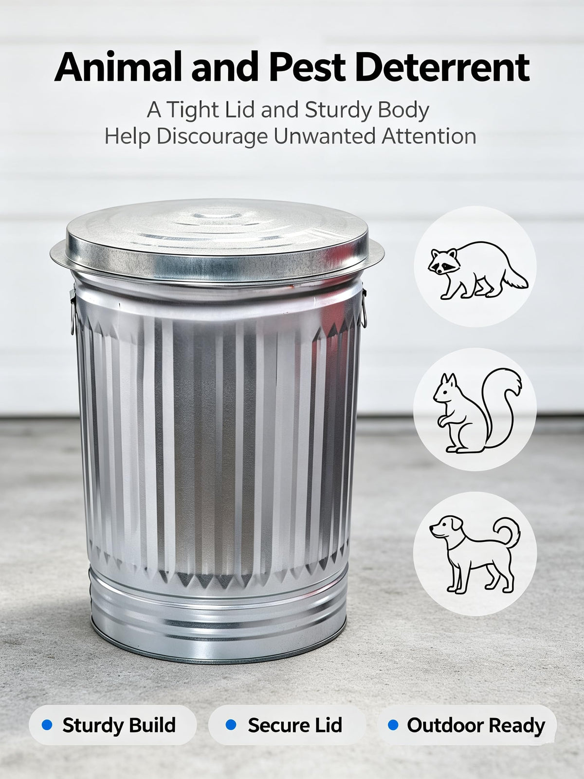 31 Gallon Galvanized Steel Locking Lid Trash Can N895680