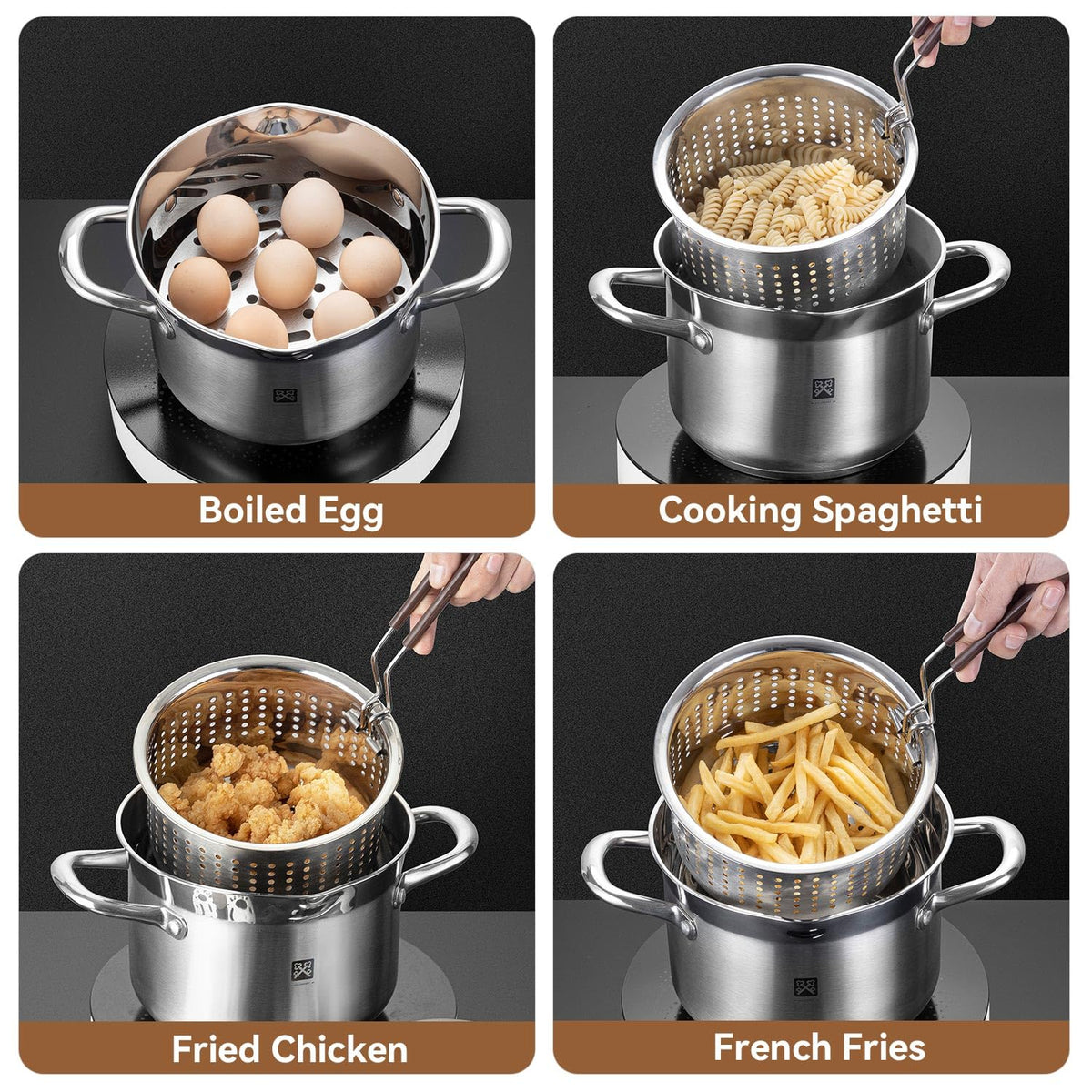 4.0L Deep Fryer Pot with Basket and Lid T360