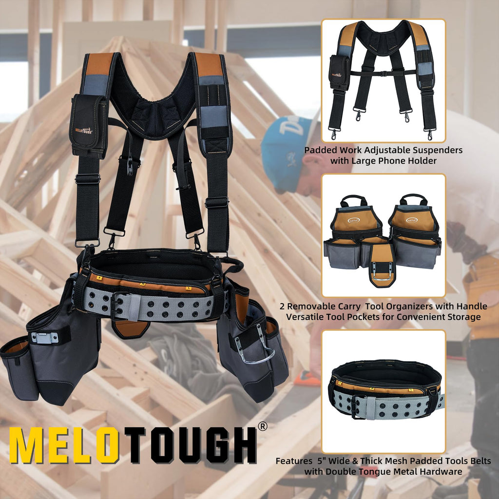 Khaki 28-Pocket Tool Belt and Suspenders I249859