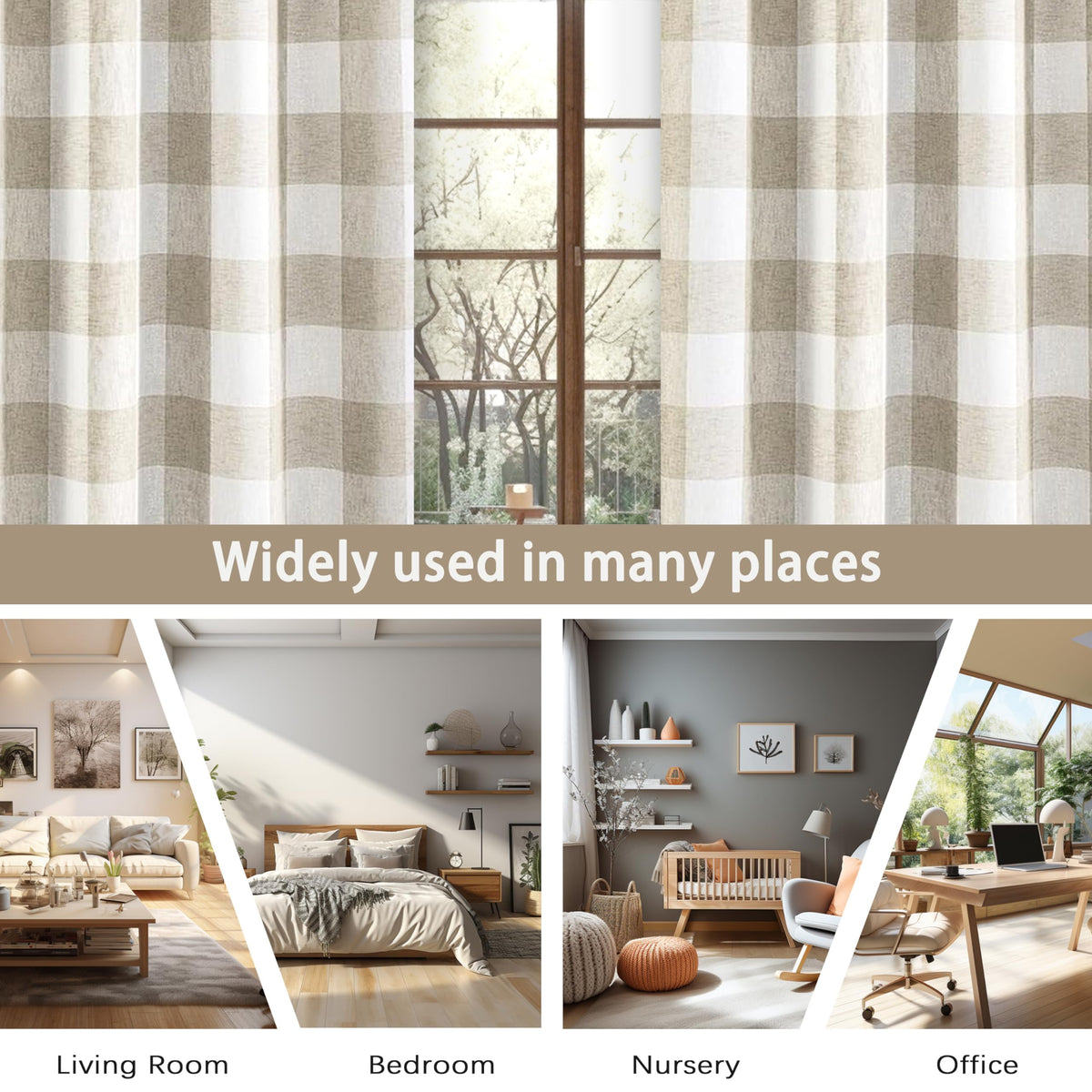 Buffalo Plaid Blackout Curtains 2 Panels L6266