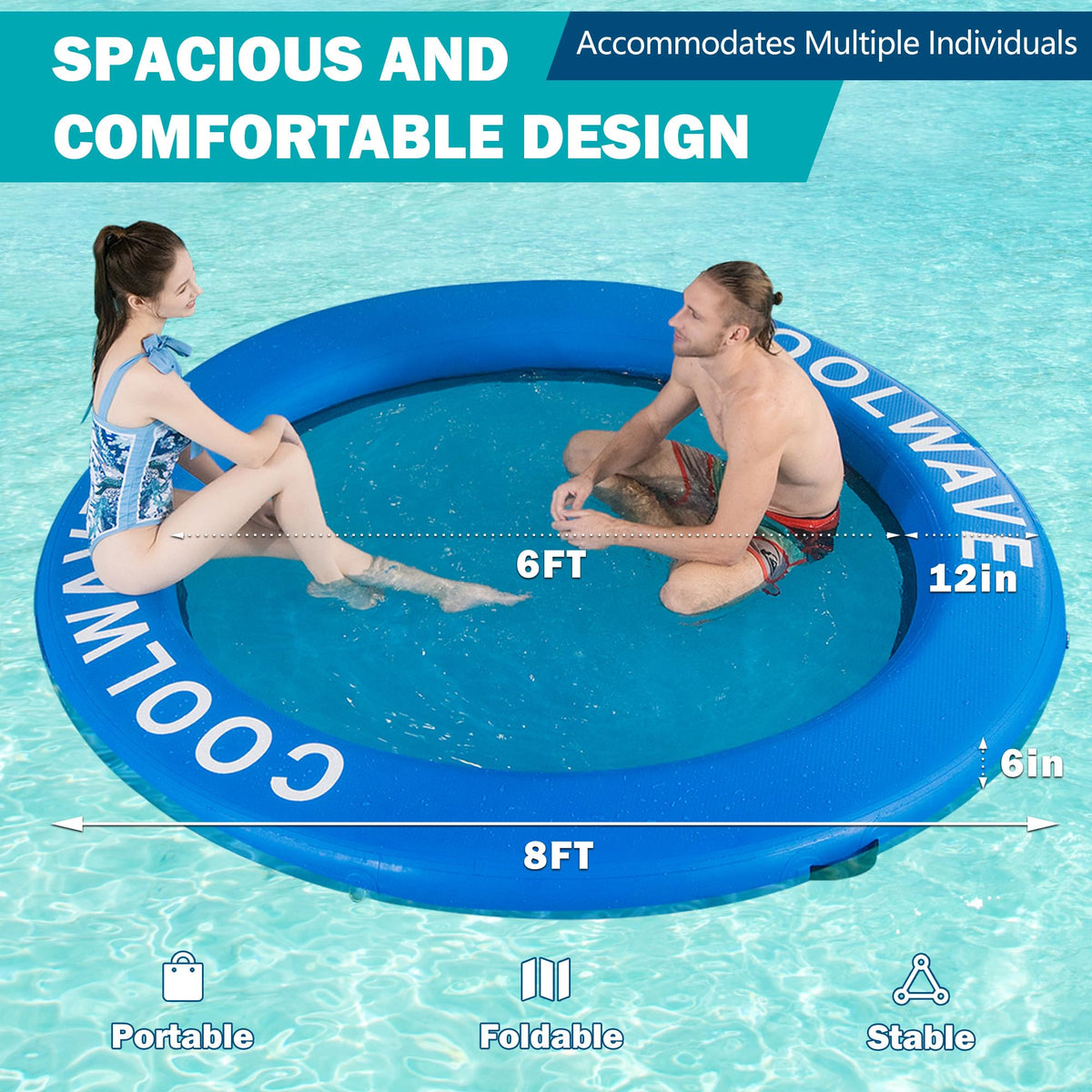 Inflatable Water Hammock Floating Dock with Cup Holders V7595
