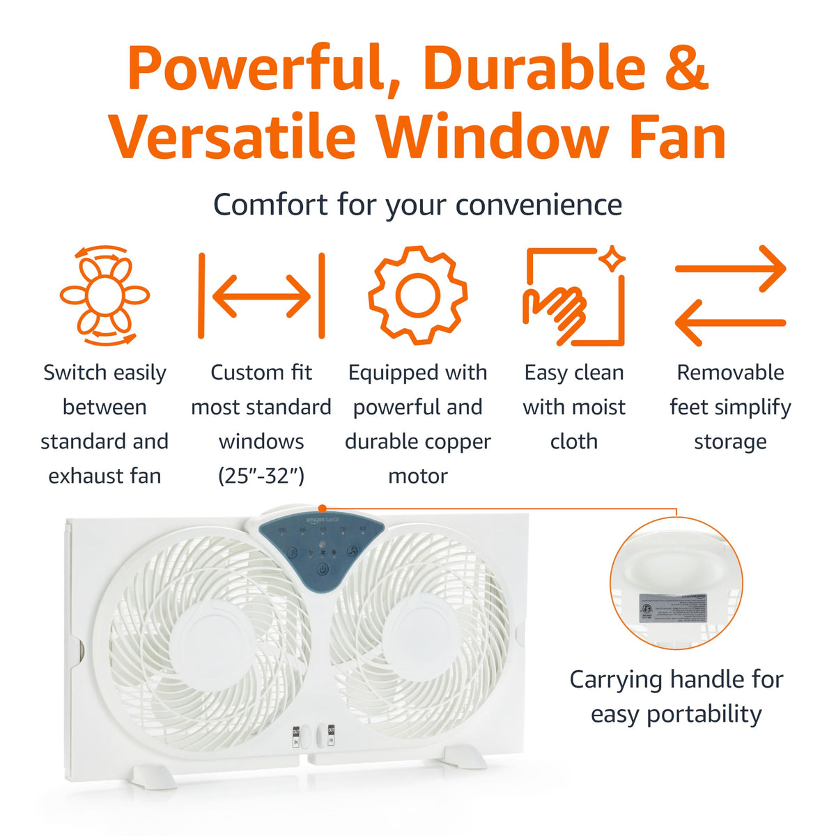 Twin Window Fan with Reversible Airflow, 3 Speeds, White S15728
