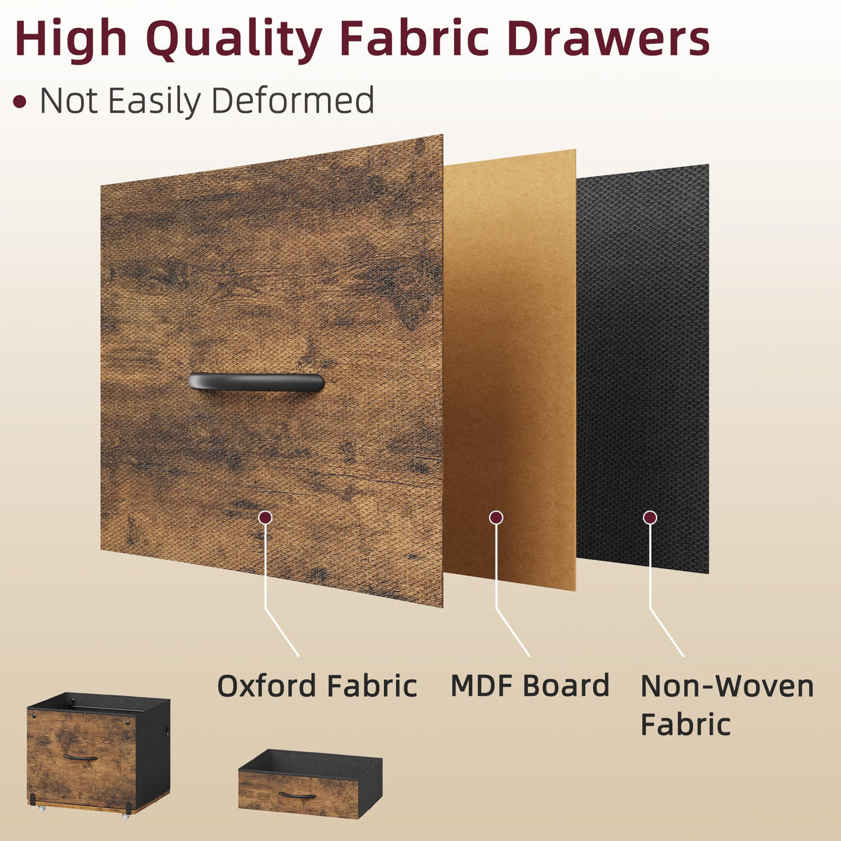 File Cabinet with 2 Fabric Drawers and Printer Stand C8878