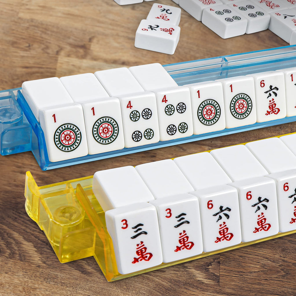 166 Tiles Mahjong Set with Racks Pushers Bag T143032