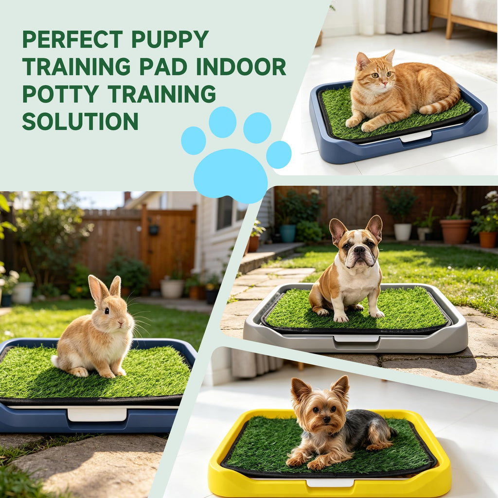 2Pack 18"x14" Artificial Dog Grass Potty Pad with Tray L117460
