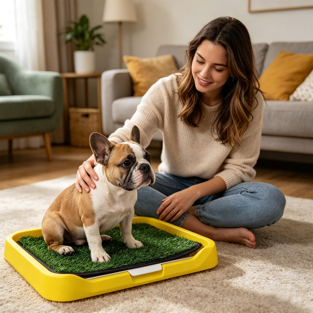 2Pack 18"x14" Artificial Dog Grass Potty Pad with Tray L117460