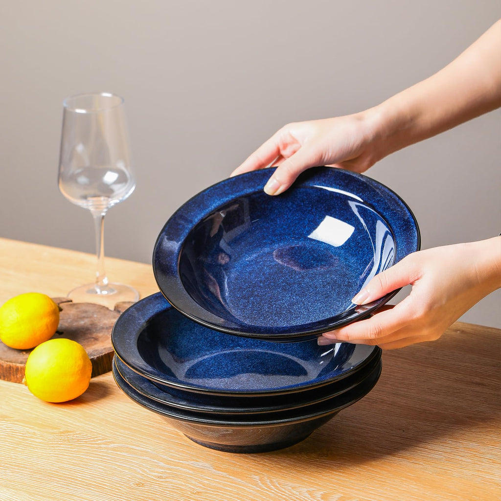 Blue 27oz Ceramic Soup Bowls Set of 4 N778386