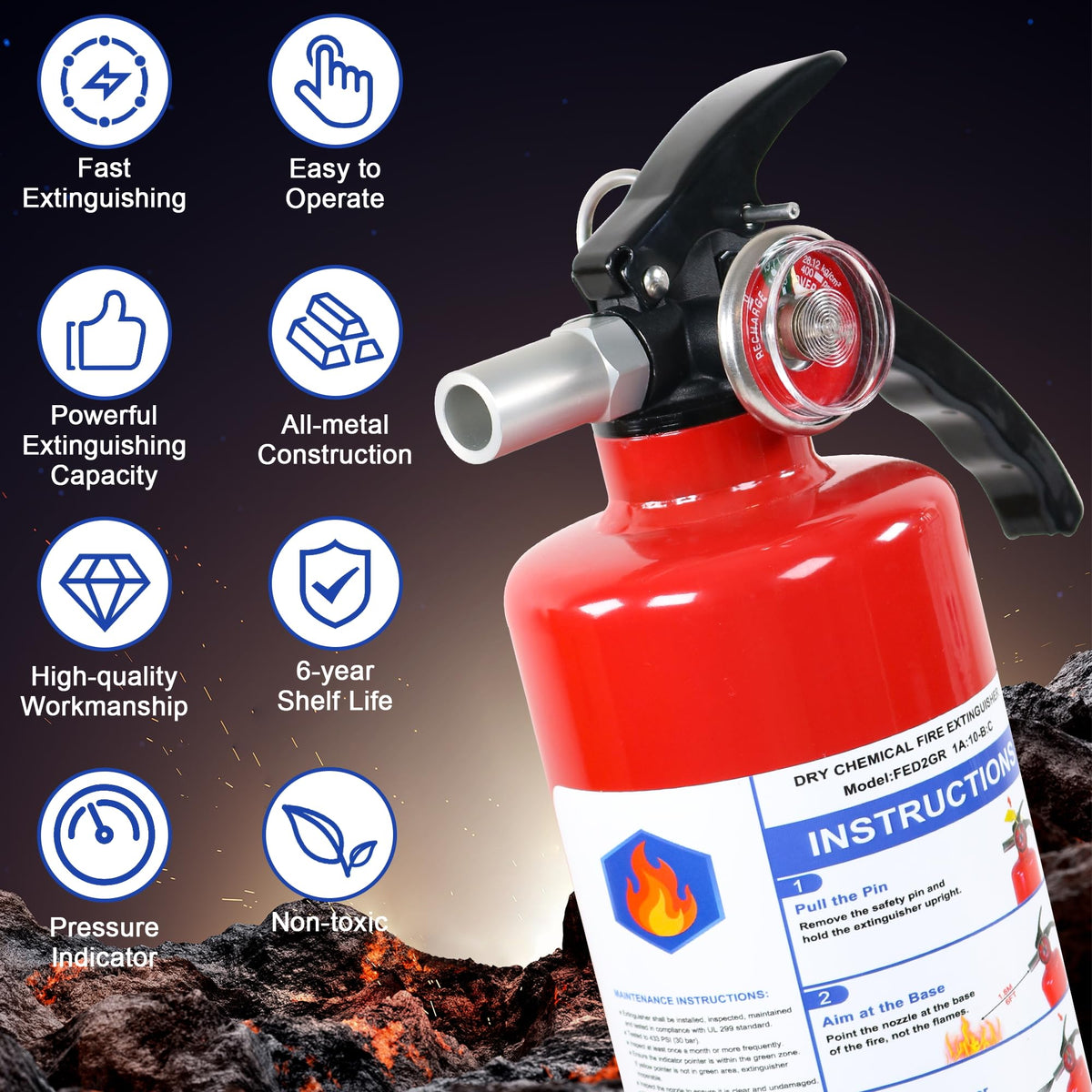 4 Pack ABC Dry Chemical Fire Extinguishers M93251
