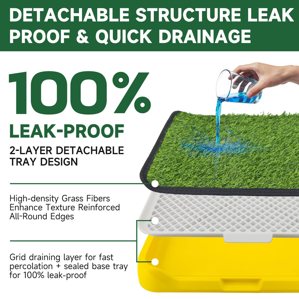 2Pack 18"x14" Artificial Dog Grass Potty Pad with Tray L117460