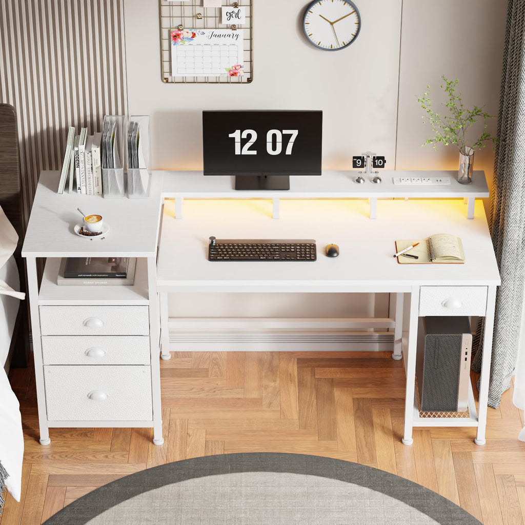 White Computer Desk with 4 Drawers P271722