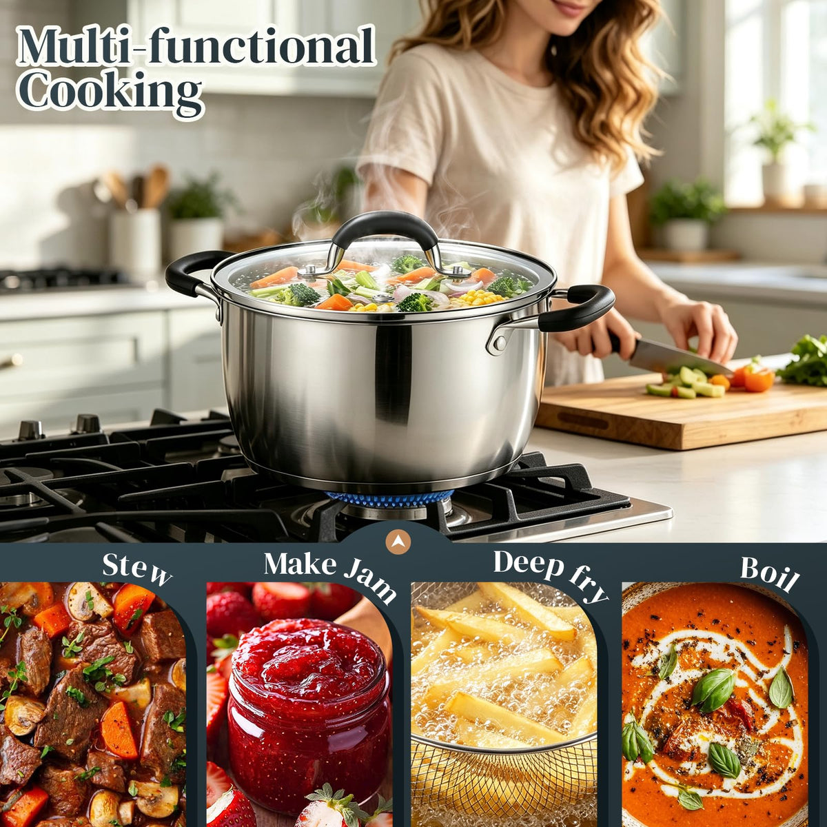 6 Quart Stainless Steel Deep Fryer Pot with Basket D331
