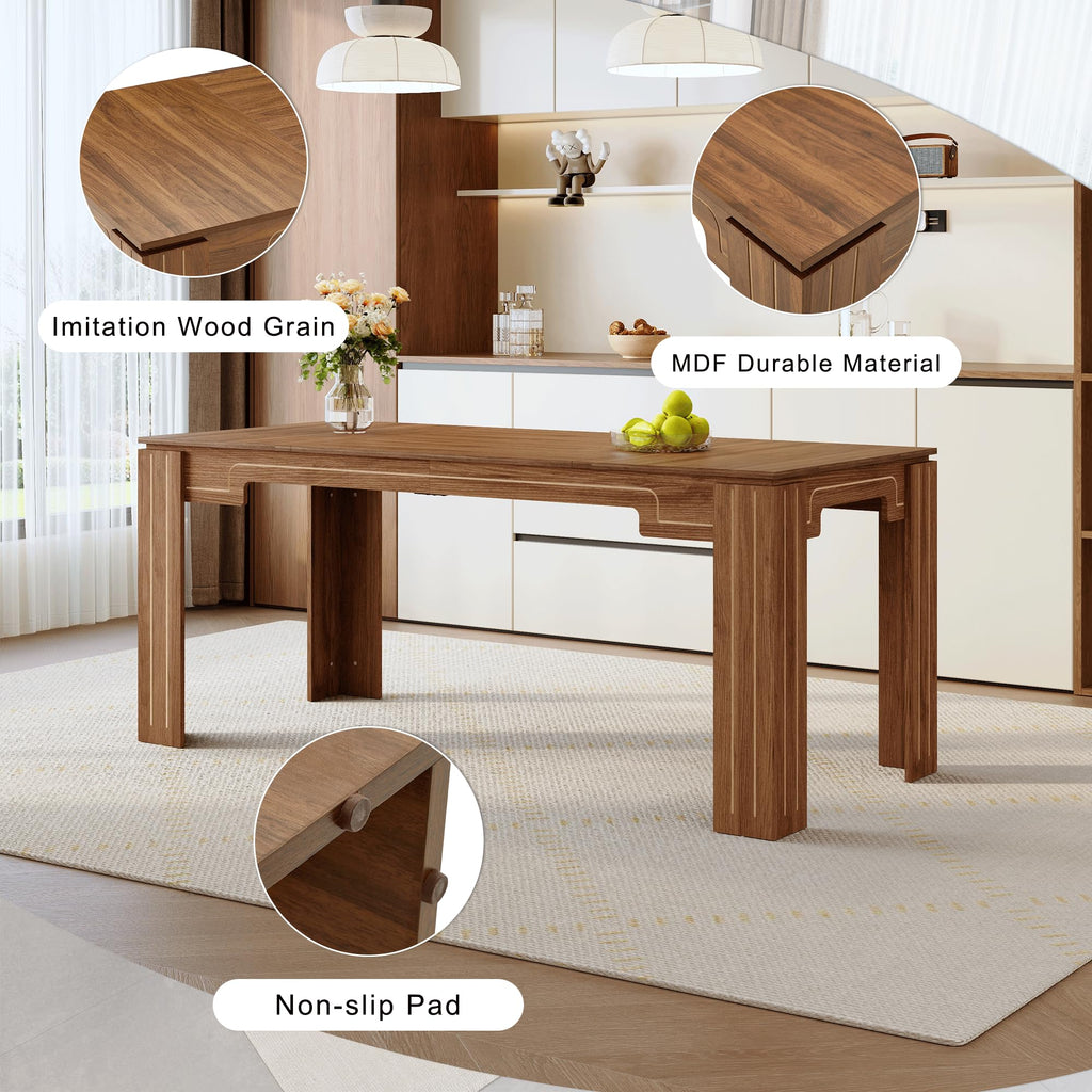 Walnut 9 Piece Dining Table Set with 8 Black Upholstered Chairs V73626